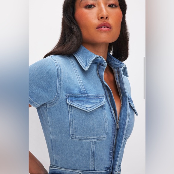 Good American Petite Fit For Success Jean Jumpsuit size Large - Picture 3 of 7